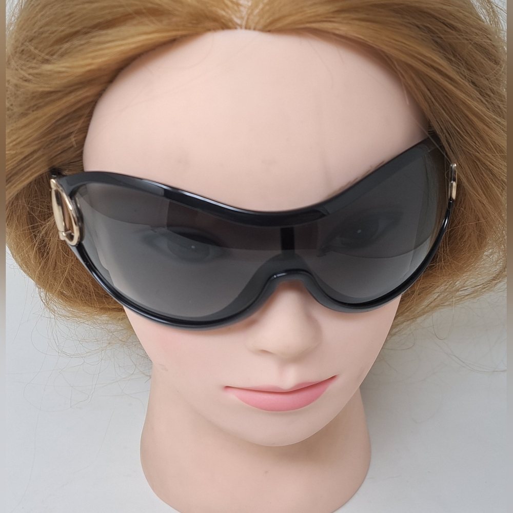 Gucci Women's Sunglasses Vintage Y2K Wrap Black Gray Gold Horsebit GG2561/S - Picture 6 of 16